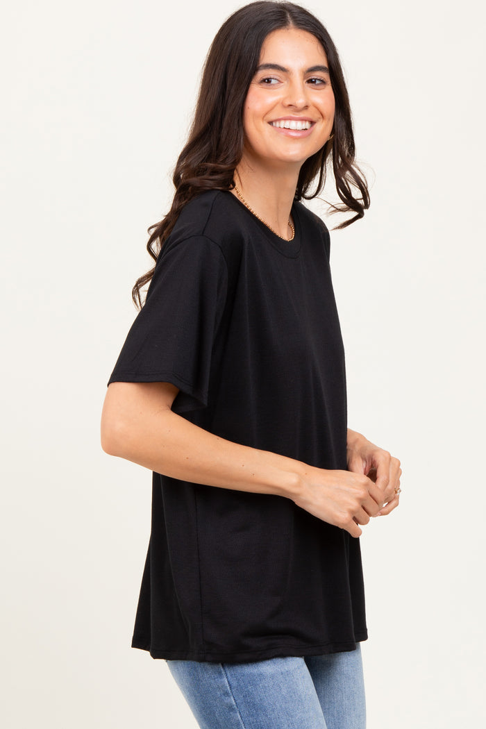 Black Relaxed Fit Short Sleeve Tee