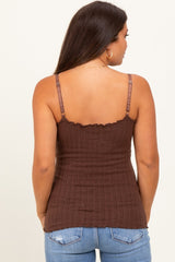 Brown Textured Knit Maternity Tank Top