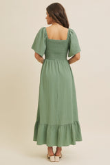 Green Convertible Stretchy Smocked Maxi Dress