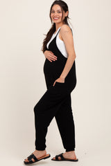 Black V-Neck Sleeveless Maternity Jogger Jumpsuit