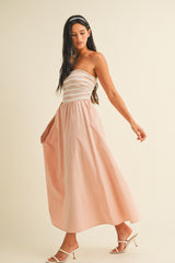 Mauve Striped Tube Knit Maxi Dress