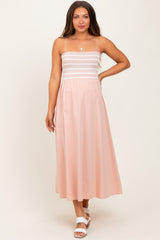 Mauve Striped Tube Knit Maternity Maxi Dress