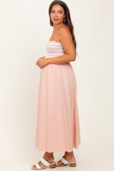 Mauve Striped Tube Knit Maternity Maxi Dress