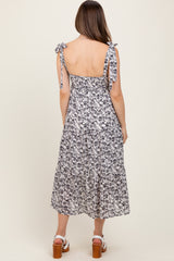 Black Multi Floral Tie Strap Maternity Maxi Dress