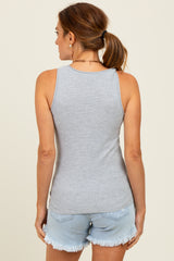 Heather Grey Ribbed Knit Tank Top