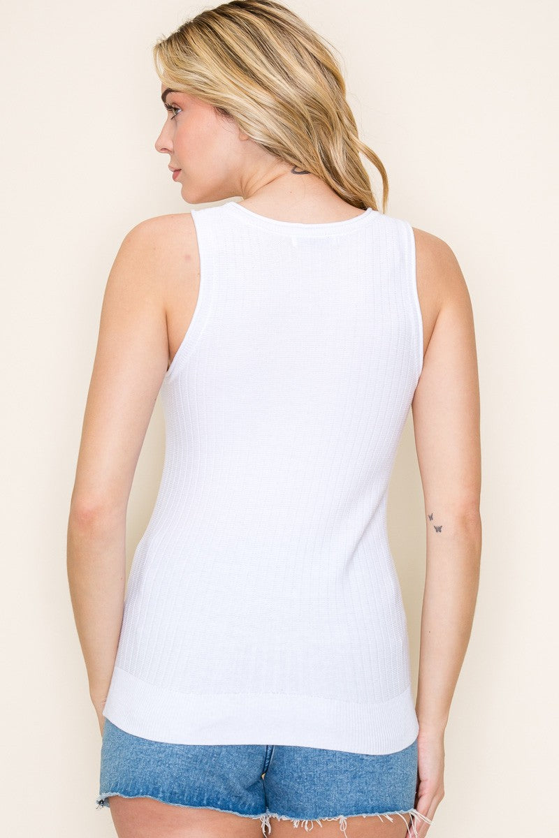 Ivory Ribbed Knit Tank Top