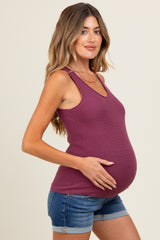 Plum Ribbed Knit Maternity Tank Top
