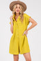 Yellow Jacquard Plaid Button-Down Romper