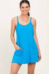Aqua Racerback Romper Dress