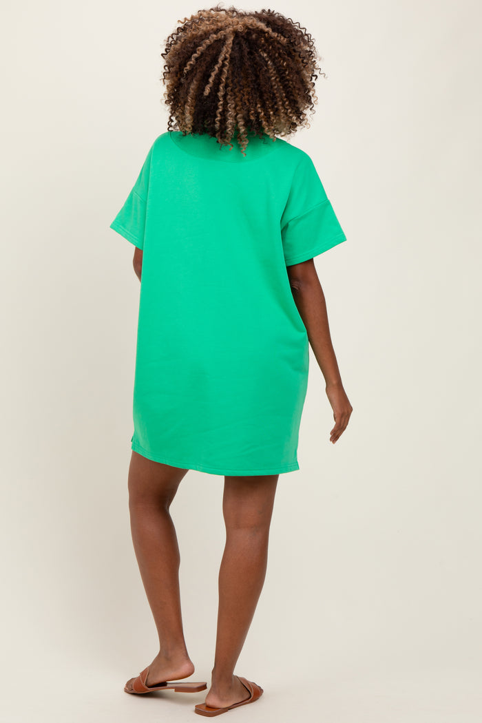 Green Maternity Mini Polo Dress
