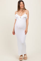 Ivory Sleeveless Knit Mermaid Maternity Maxi Dress