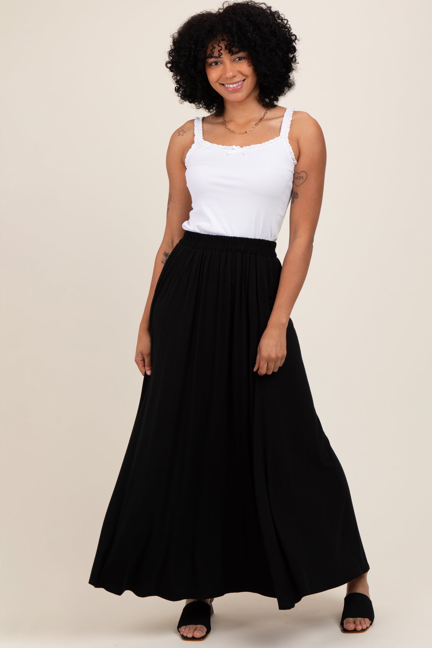 Black  Maternity Maxi Skirt