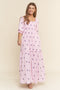Lavender Floral Smocked Puff Sleeve Maxi Dress