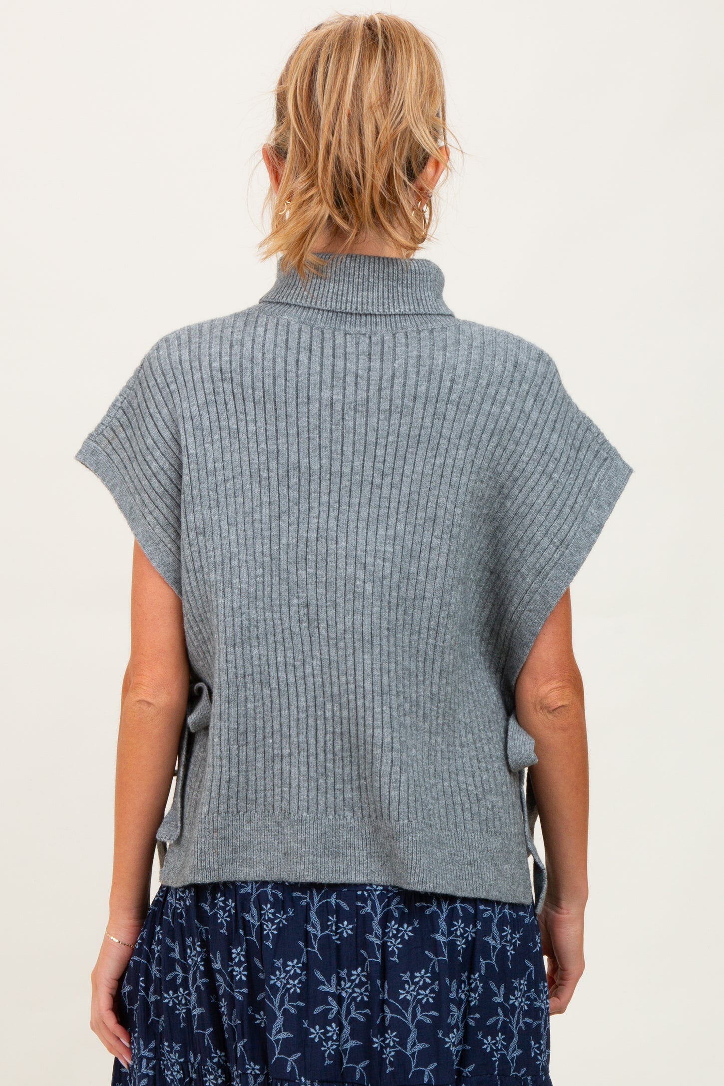 Heather Grey Turtleneck Maternity Sweater Vest