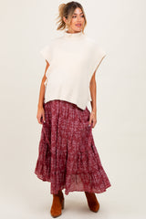 Cream Turtleneck Maternity Sweater Vest