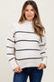 Cream High Neck Ribbed Knit Maternity Sweater