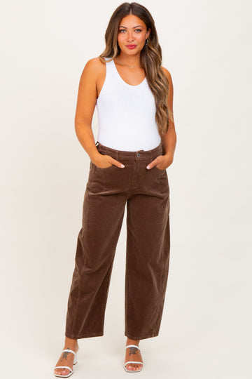 Mocha Corduroy Wide Leg Maternity Pants