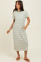 Olive Striped Short Sleeve Midi T-Shirt Dress