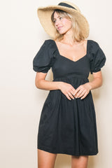 Black  Sweetheart Neckline Puff Sleeve Maternity Dress
