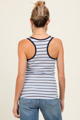 Light Blue Striped Button Front Maternity Tank Top