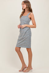 Blue Sleeveless Knit Dress