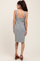 Blue Sleeveless Knit Maternity Dress