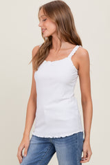 White Lace-Trim Ribbed Tank Top