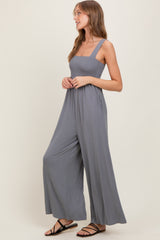 Grey Sleeveless Wide Leg Jumpsuit
