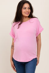 Light Pink French Terry Maternity Top