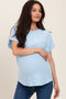 Light Blue French Terry Maternity Top