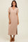 Mocha Ribbed Button Detail Midi Dress