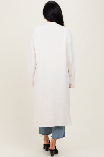 Ivory Ribbed Chunky Knit Long Oversized Cardigan