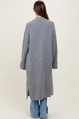 Grey Ribbed Chunky Knit Long Oversized Maternity Cardigan