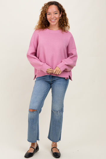 Lavender Drop Shoulder Relaxed Fit Sweater