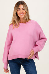 Lavender Drop Shoulder Relaxed Fit Maternity Sweater