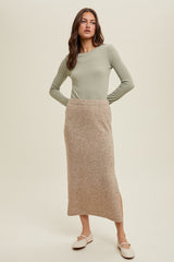 Light Olive Ribbed Long Sleeve Top