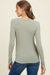 Light Olive Ribbed Maternity Long Sleeve Top