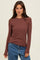 Brown Ribbed Long Sleeve Top