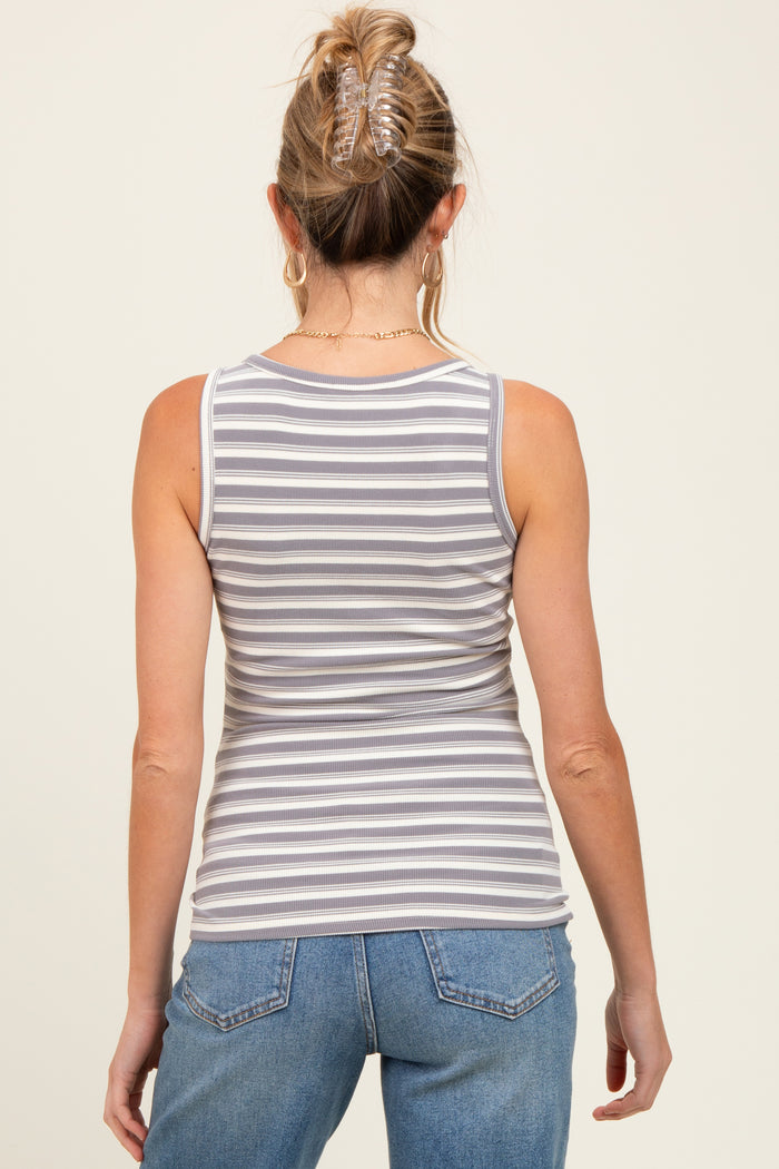 Mocha Striped Fitted Maternity Tank Top