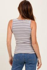 Mocha Striped Fitted Tank Top