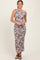 Purple Floral Ruched One Shoulder Midi Dress