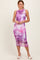 Purple Printed Mesh Overlay Sleeveless Fitted Midi Dress