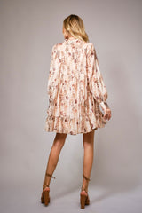 Brown Animal Print Tiered Mini Dress