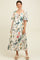 Cream Tropical Print Front Tie Flutter Sleeve Maternity Midi Dress