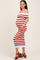 Red Striped Off Shoulder Maternity Midi Sweater Dress