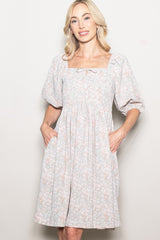 Light Olive Floral Front Tie Maternity Dress