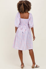 Lavender Floral Front Tie Maternity Dress