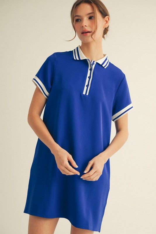 Royal Blue Sporty Polo Dress
