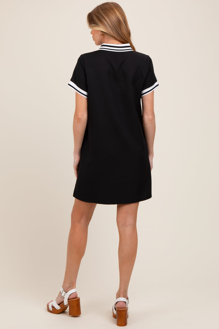 Black Sporty Maternity Polo Dress