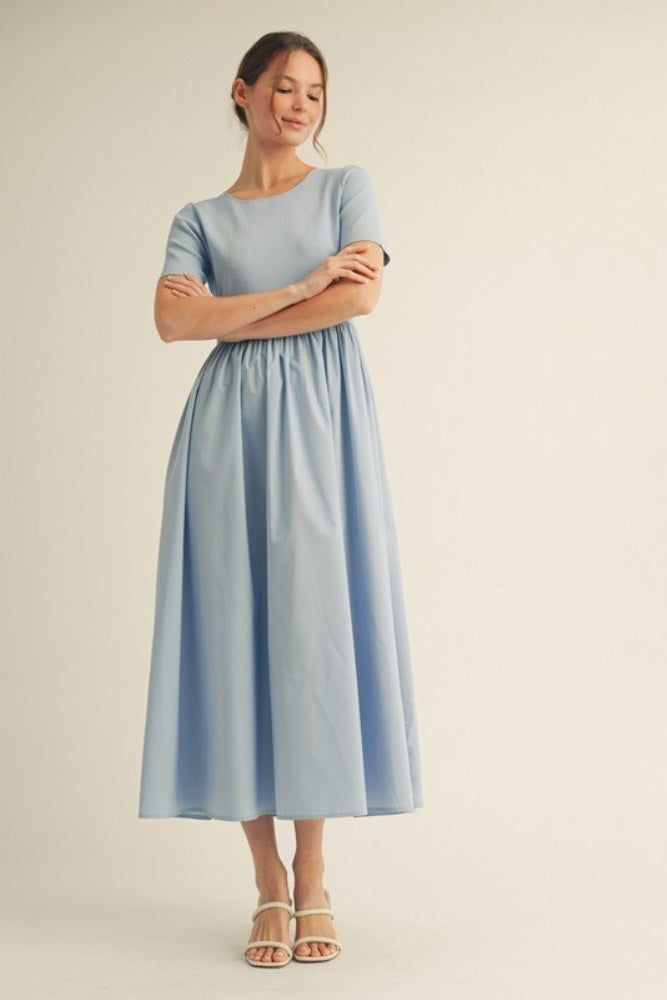 Light Blue Solid Maxi Dress